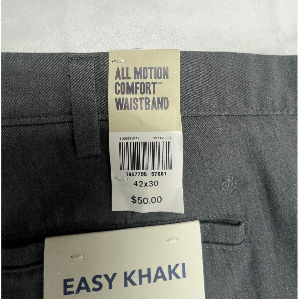Dockers Easy Khaki Mens 42x30 Straight Fit Stretch Charcoal Gray Pants New